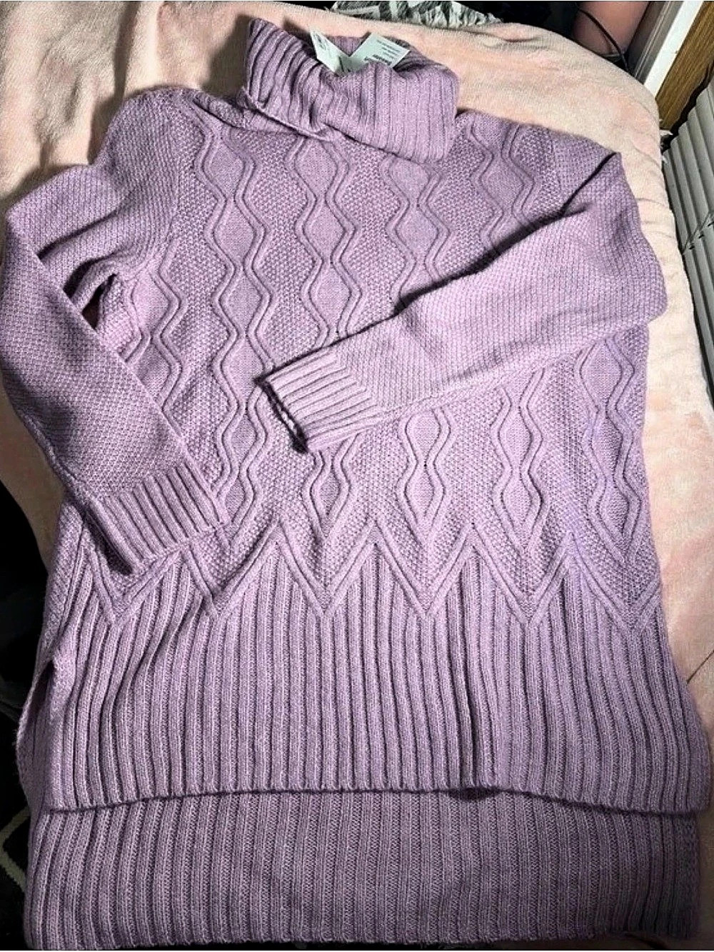 SONOMA The Supersoft Sweater Geometric Turtleneck Purple XL NWT